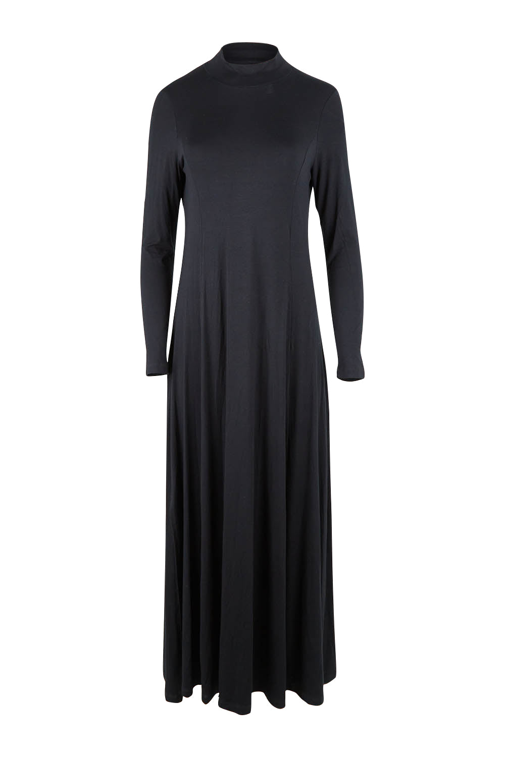 Product shot of the My Faithful Maxi Tee Skivvy Dress in colour Black (Black), from the front