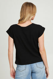Model Grace wearing size 10 of the Coffee Run Skirt Set in colour Black (Black), from the back