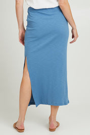 Model Grace wearing size 10 of the Coffee Run Skirt Set in colour Blue (Blue), from the back