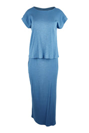 Product shot of the Coffee Run Skirt Set in colour Blue (Blue), from the front