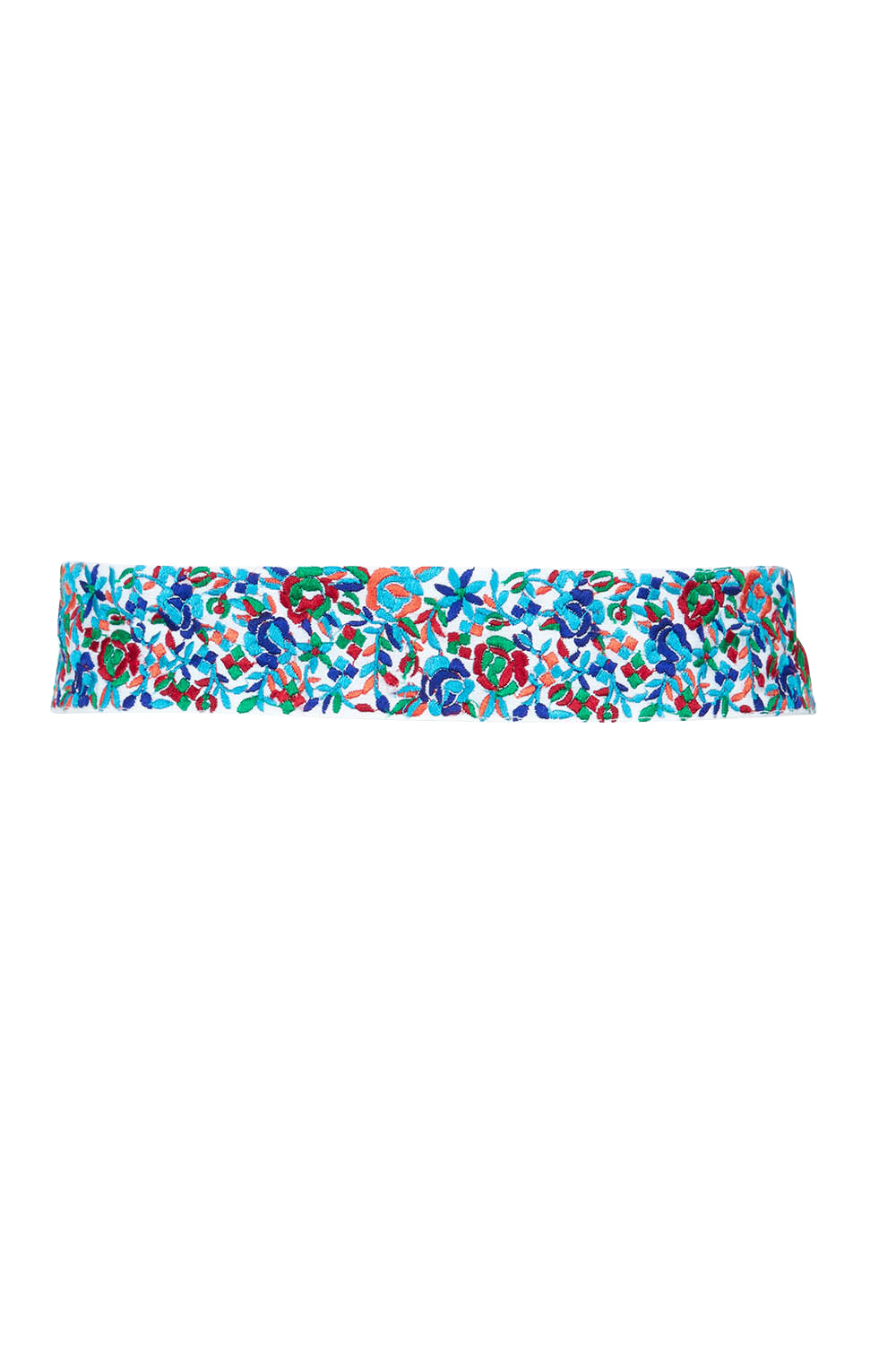 Product shot of the Finishing Touch Embroidered Belt in colour Bluefleur (Blue), from the back