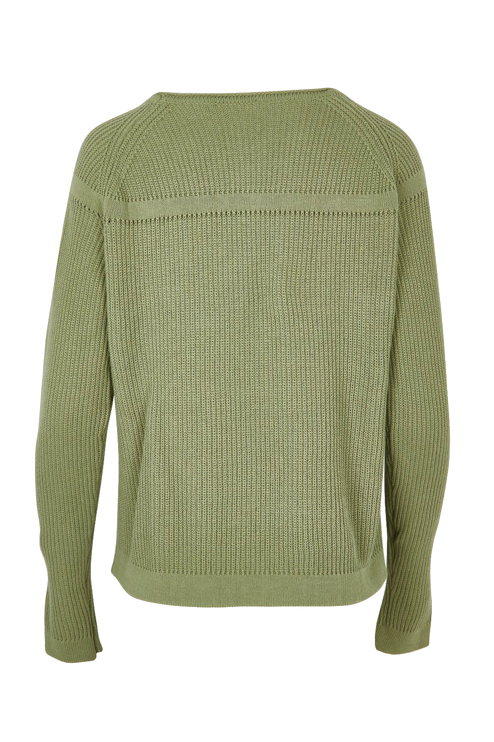 Product shot of the Cover Me In Cotton Sweater in colour Sage (Green), from the back