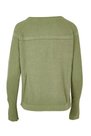 Product shot of the Cover Me In Cotton Sweater in colour Sage (Green), from the back