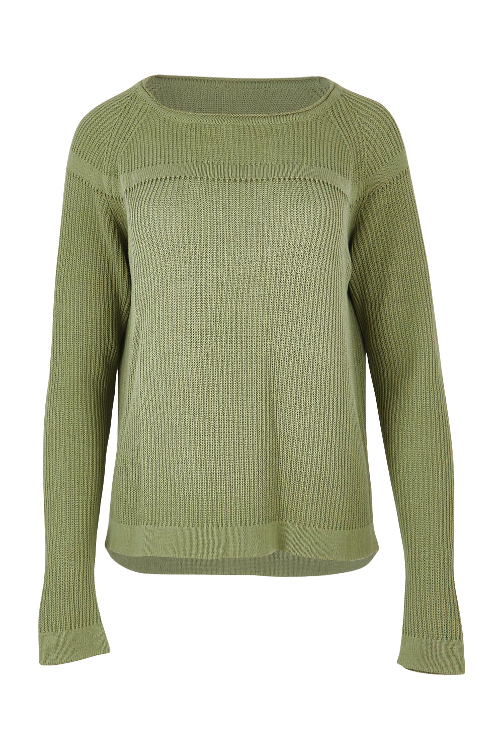 Product shot of the Cover Me In Cotton Sweater in colour Sage (Green), from the front