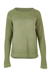 Product shot of the Cover Me In Cotton Sweater in colour Sage (Green), from the front