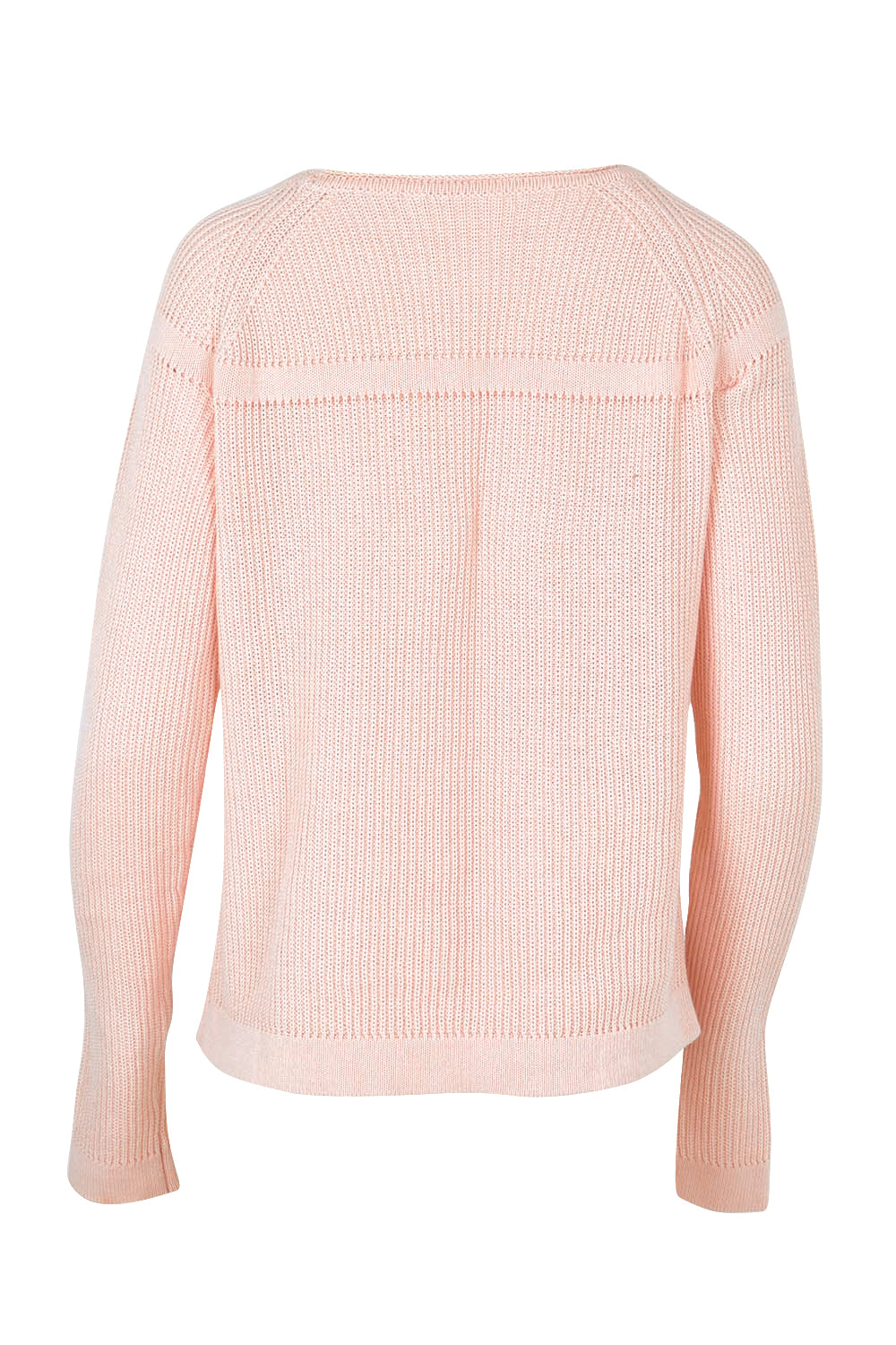 Product shot of the Cover Me In Cotton Sweater in colour Sherbet (Pink), from the back