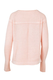 Product shot of the Cover Me In Cotton Sweater in colour Sherbet (Pink), from the back