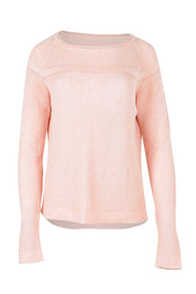 Product shot of the Cover Me In Cotton Sweater in colour Sherbet (Pink), from the front