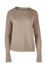 Product shot of the Cover Me In Cotton Sweater in colour Stone, from the front