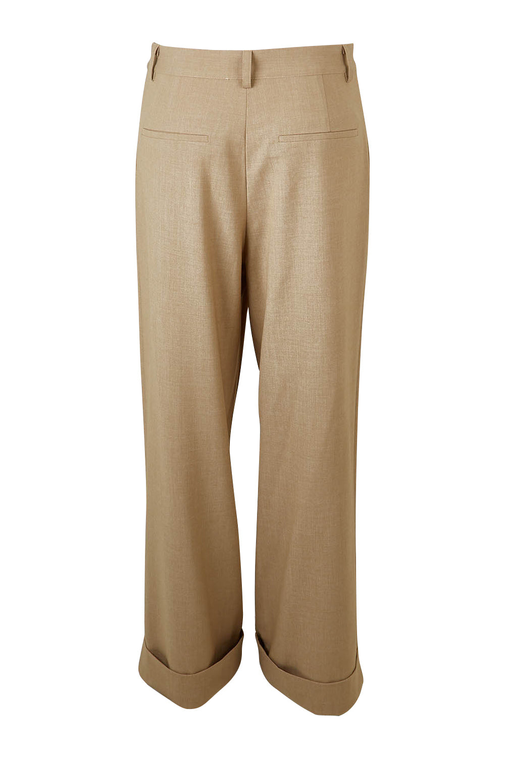 Product shot of the Sweet Whispers High Waisted Pants in colour Sand, from the back