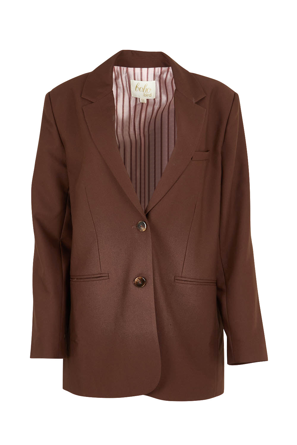 Product shot of the Elegant Persuasion Oversized Blazer in colour Chocolate, from the front