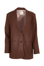 Product shot of the Elegant Persuasion Oversized Blazer in colour Chocolate, from the front
