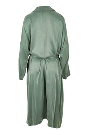 Product shot of the Rendezvous Cupro Jacket in colour Ivy (Green), from the back
