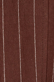 Product shot of the Across The Fields Pinstripe Jacket in colour Chocolate, detail