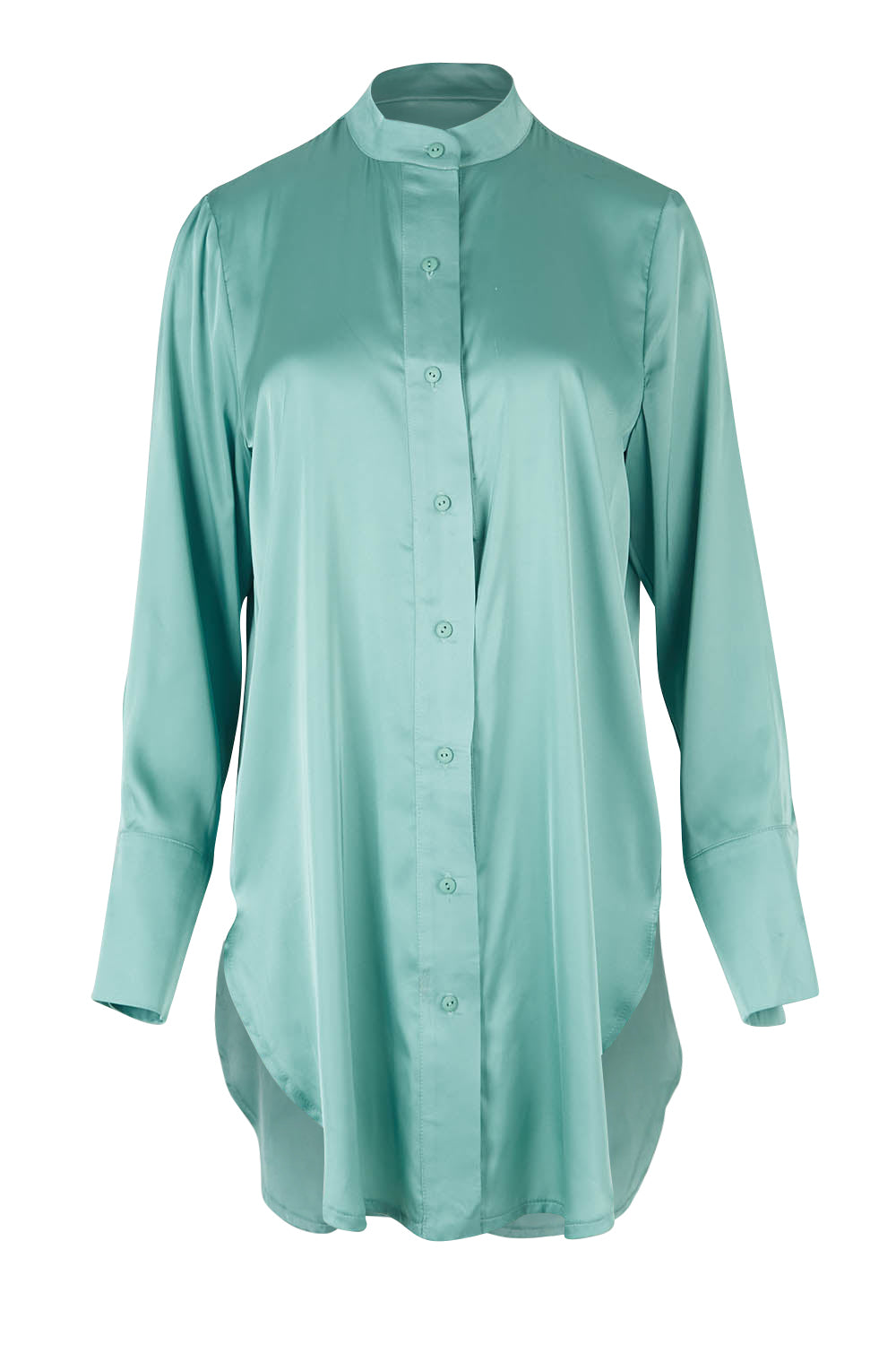 Product shot of the Going With The Flow Tunic Blouse in colour Sage (Green), from the front