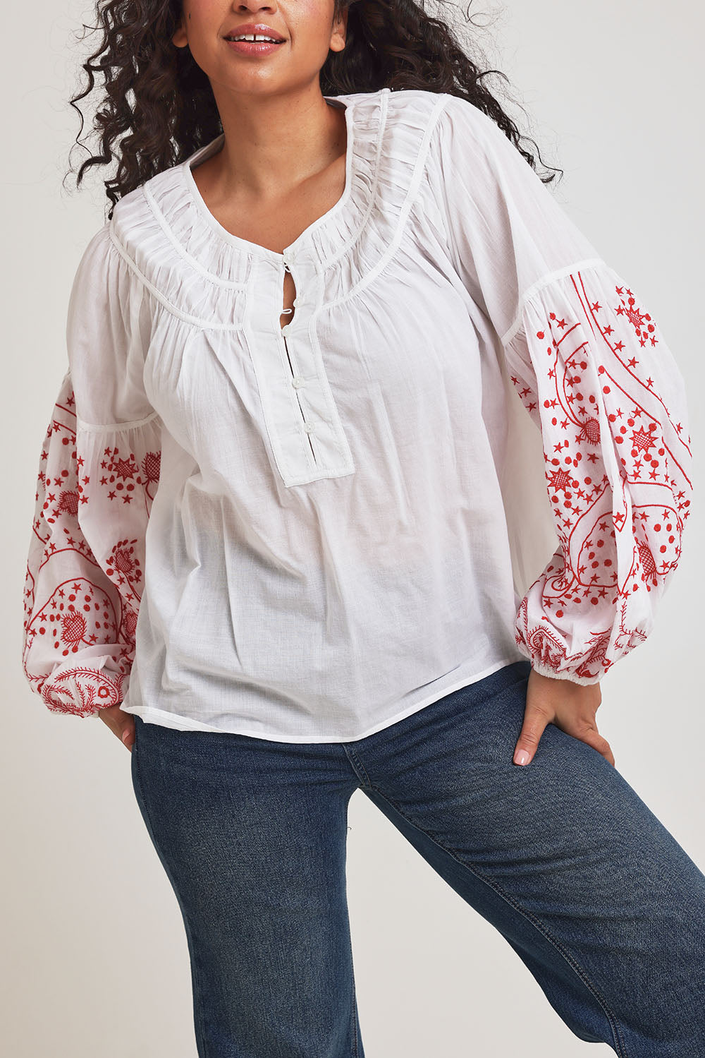 Preloved Light And Easy Cotton Blouse - Whitered