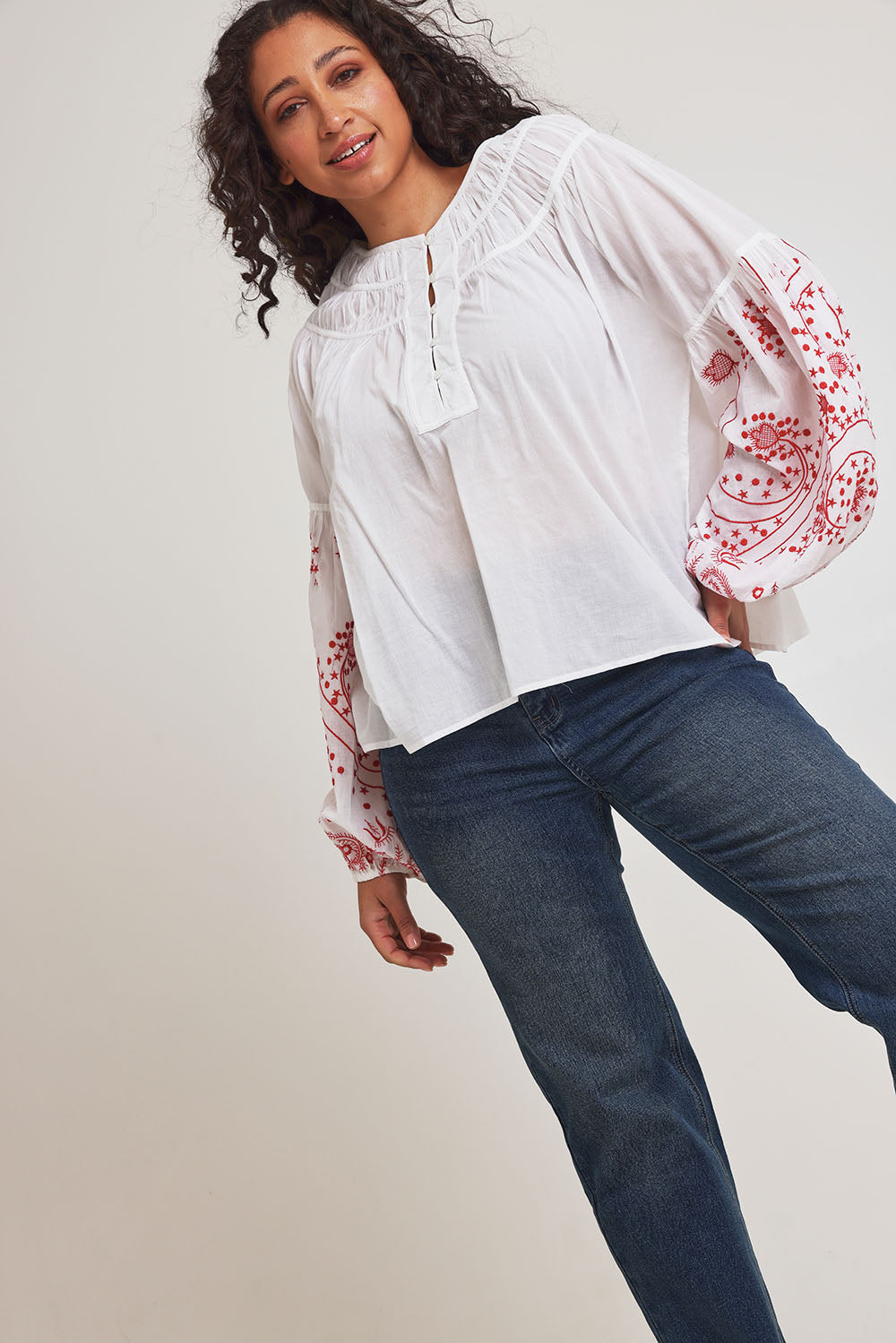 Preloved Light And Easy Cotton Blouse - Whitered