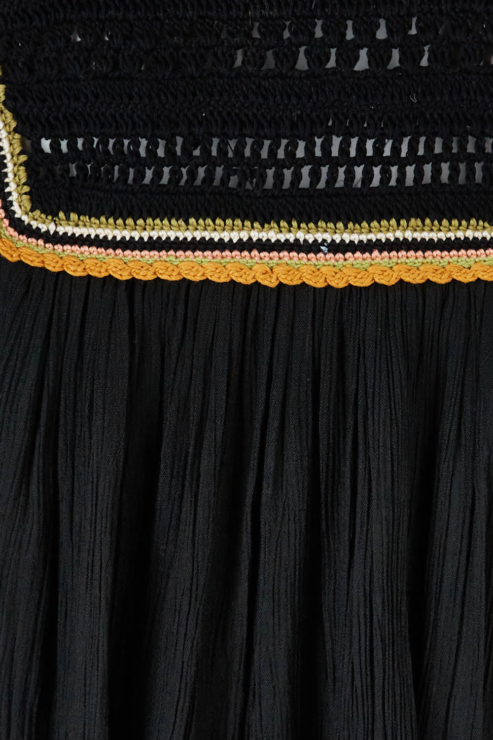 Product shot of the Ebb And Flow Crochet Detail Top in colour Black (Black), detail