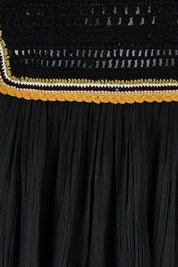 Product shot of the Ebb And Flow Crochet Detail Top in colour Black (Black), detail