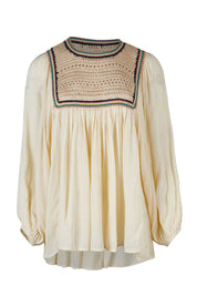 Preloved Ebb And Flow Crochet Detail Top - Cream