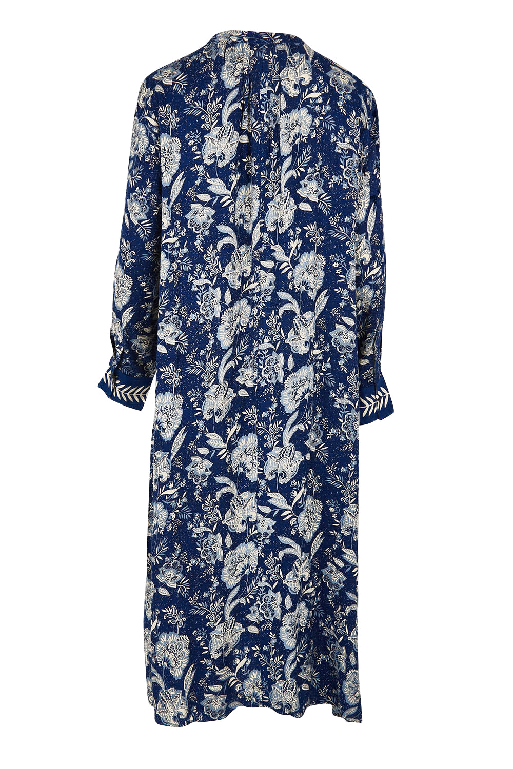 Product shot of the Swept Away By You Duster Blouse in colour Bluefleur (Blue), from the back