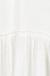 Product shot of the Real Love Tiered Dress in colour White (White), detail