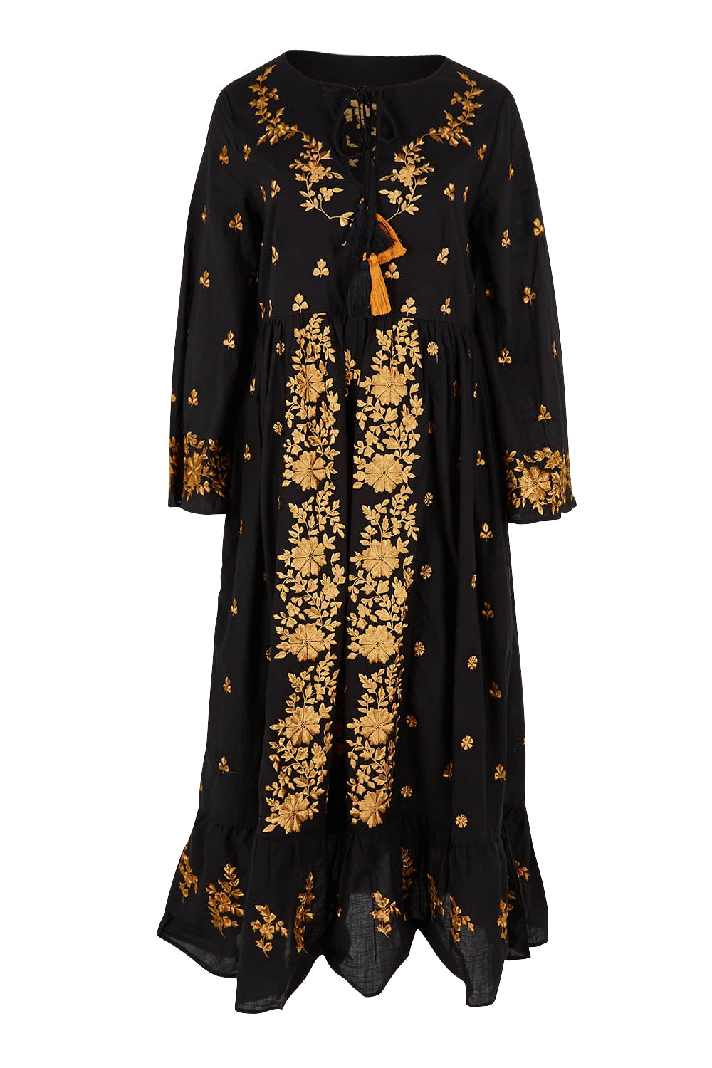 Product shot of the Dancing With Joy Dress in colour Black (Black), from the front