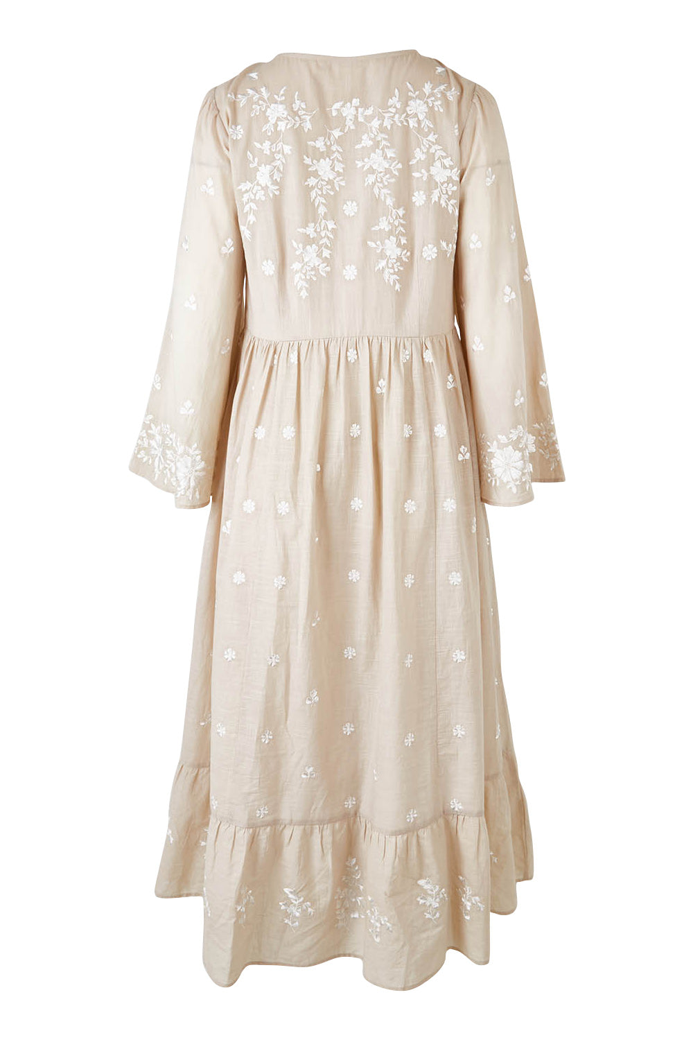 Product shot of the Dancing With Joy Dress in colour Latte, from the back