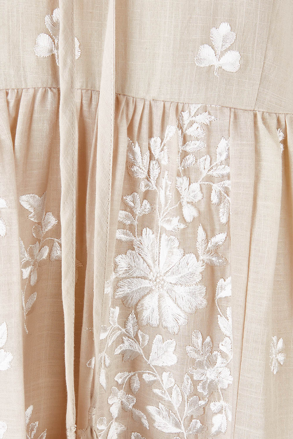 Product shot of the Dancing With Joy Dress in colour Latte, detail
