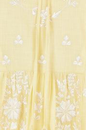 Product shot of the Dancing With Joy Dress in colour Lemon, detail