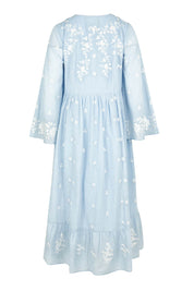 Product shot of the Dancing With Joy Dress in colour Skyblue (Blue), from the back
