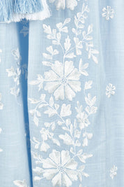 Product shot of the Dancing With Joy Dress in colour Skyblue (Blue), detail