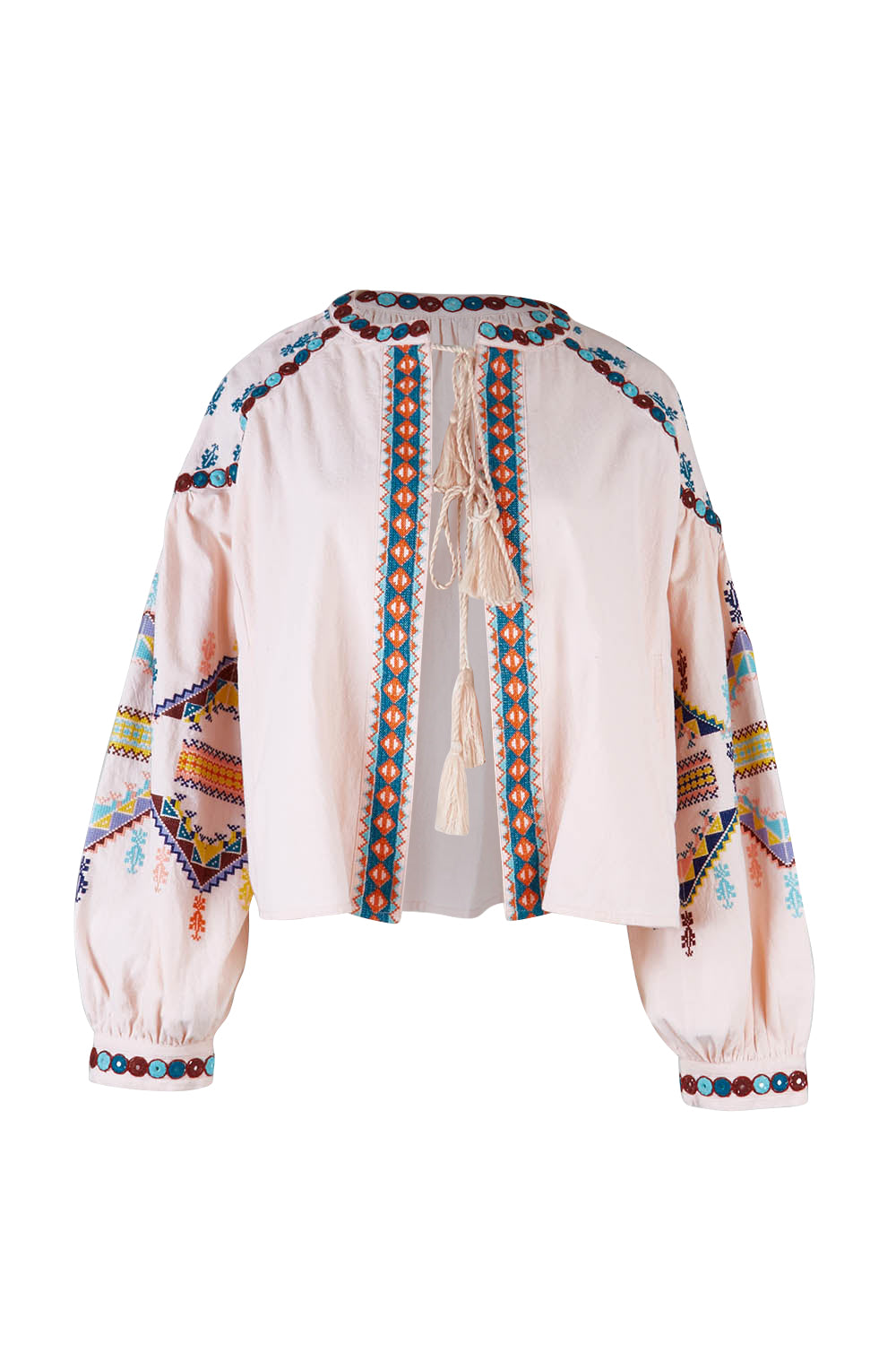 Product shot of the Joyous Feeling Jacket in colour Palepink (Pink), from the front