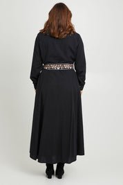 Model Monique wearing size 14 of the State Of Grace Maxi Dress in colour Black (Black), from the back