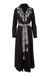 Product shot of the State Of Grace Maxi Dress in colour Black (Black), from the front
