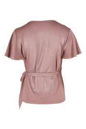 Product shot of the All For You Wrap Top in colour Tobacco, from the back