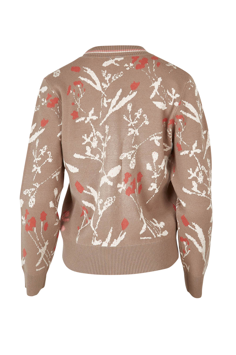 Product shot of the Fleur Delight Trim Cardi in colour Chocfleur, from the back