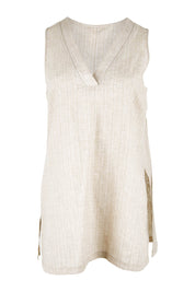 Product shot of the Summer Daze Tank in colour Taupewhite, from the front