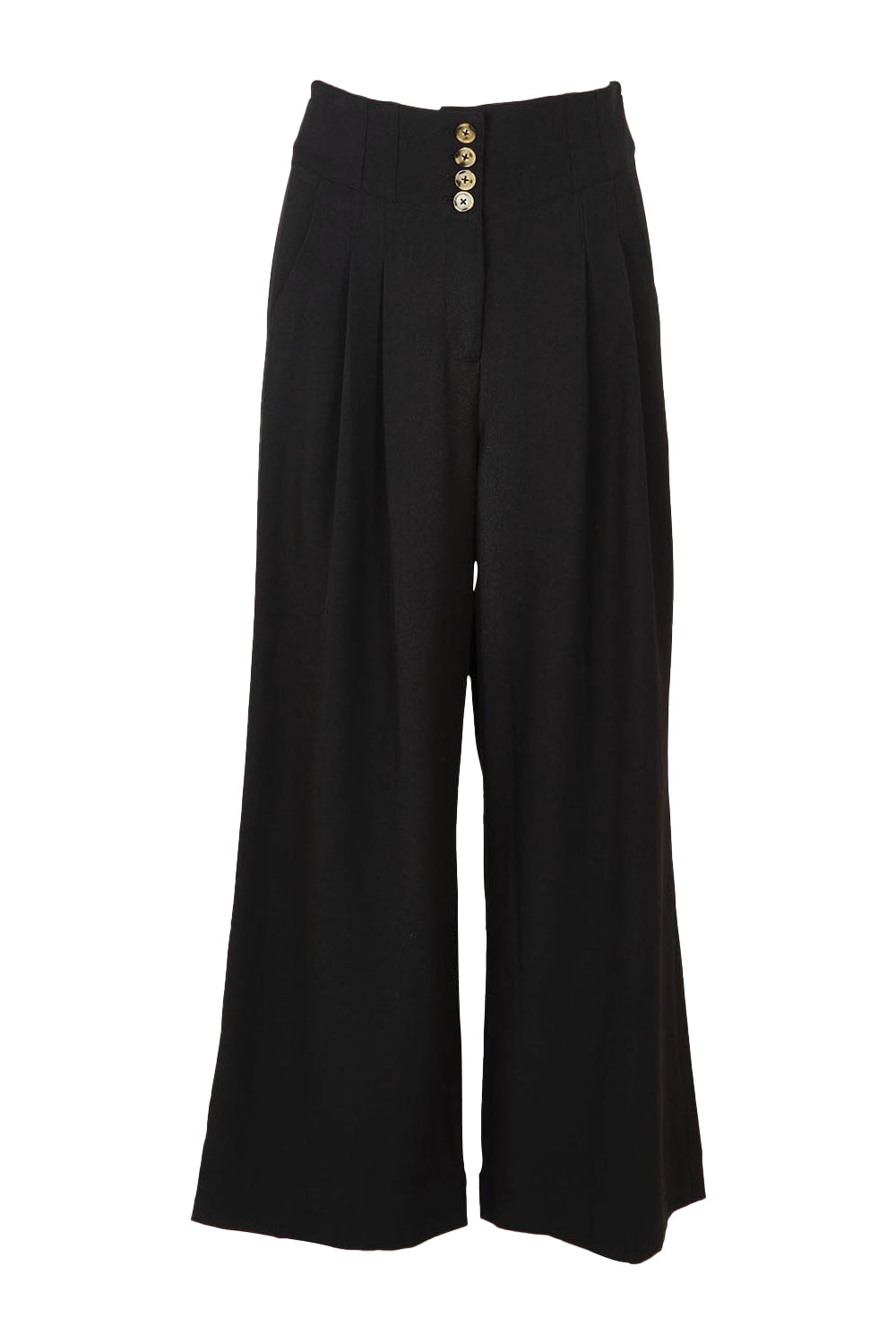 Product shot of the High Flying Wide Leg Pants in colour Black (Black), from the front