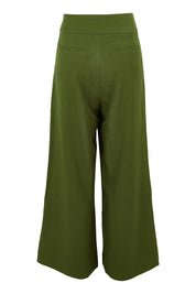 Product shot of the High Flying Wide Leg Pants in colour Pine (Green), from the back