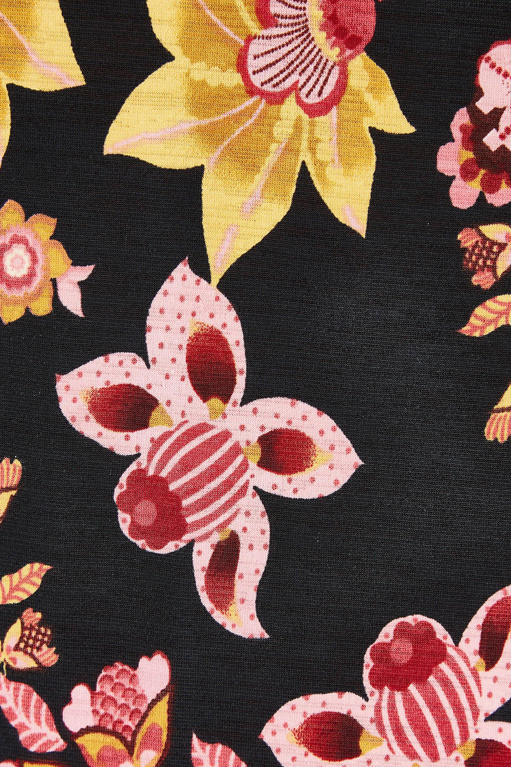 Product shot of The Frill You Give Me Dress in colour Blkfleur (Black), detail
