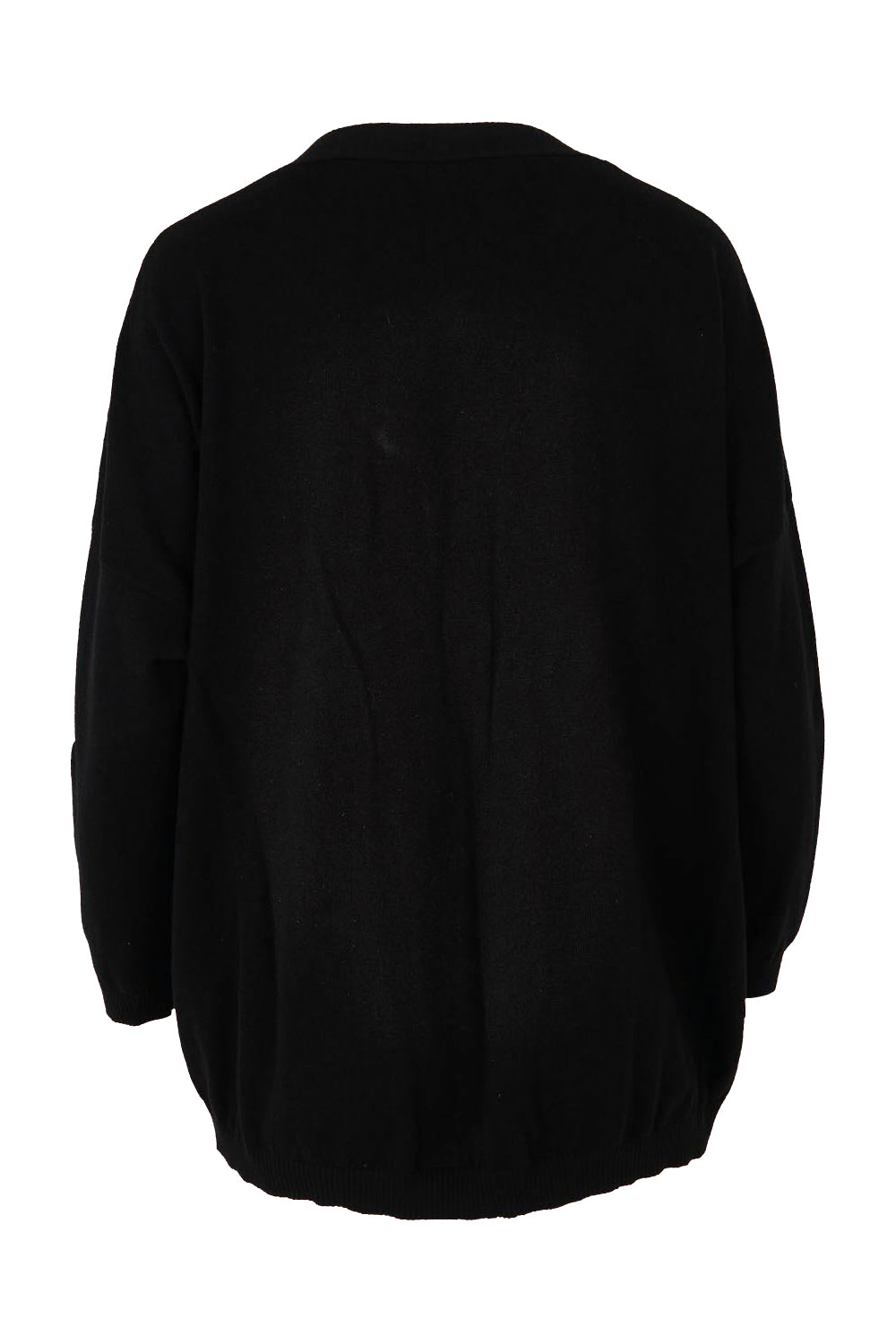 Product shot of the My Boyfriends Cotton Cashmere Cardi in colour Black (Black), from the back