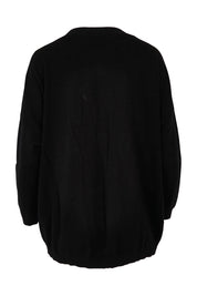 Product shot of the My Boyfriends Cotton Cashmere Cardi in colour Black (Black), from the back
