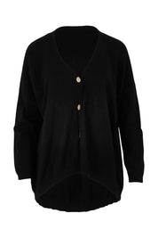 Product shot of the My Boyfriends Cotton Cashmere Cardi in colour Black (Black), from the front