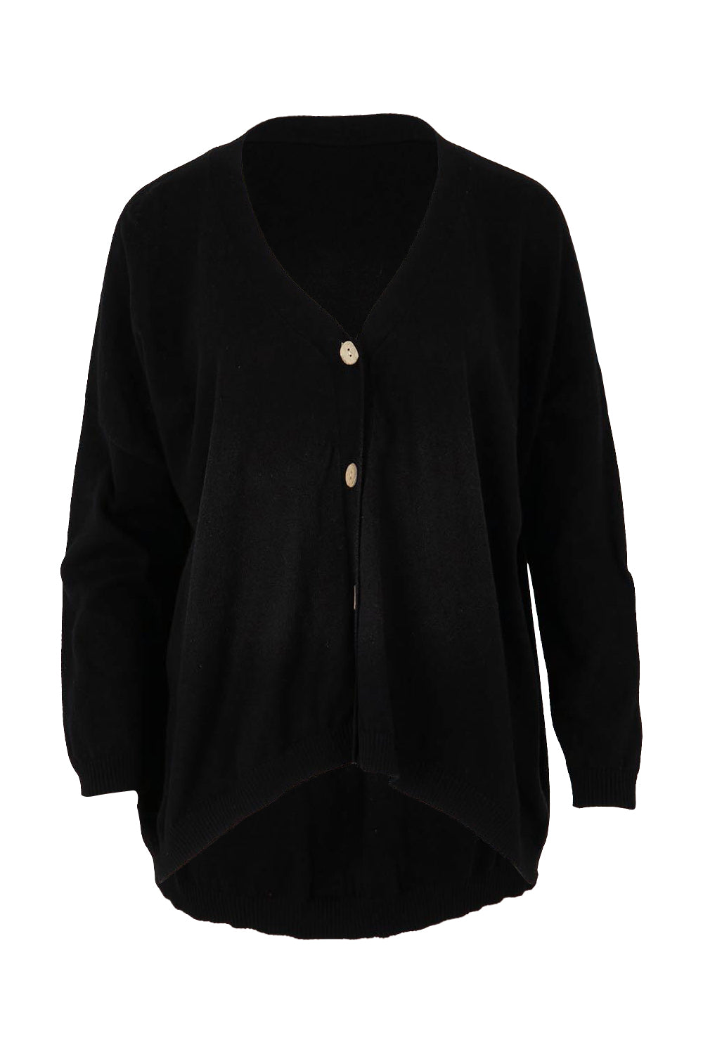 Product shot of the My Boyfriends Cotton Cashmere Cardi in colour Black (Black), from the front