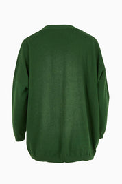Product shot of the My Boyfriends Cotton Cashmere Cardi in colour Meadow (Green), from the back