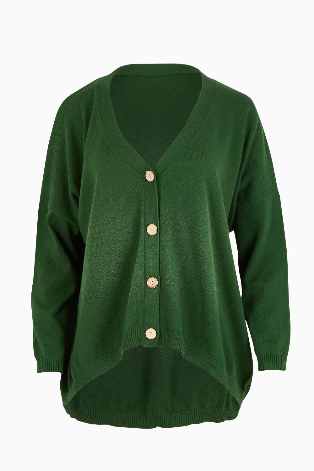 Product shot of the My Boyfriends Cotton Cashmere Cardi in colour Meadow (Green), from the front
