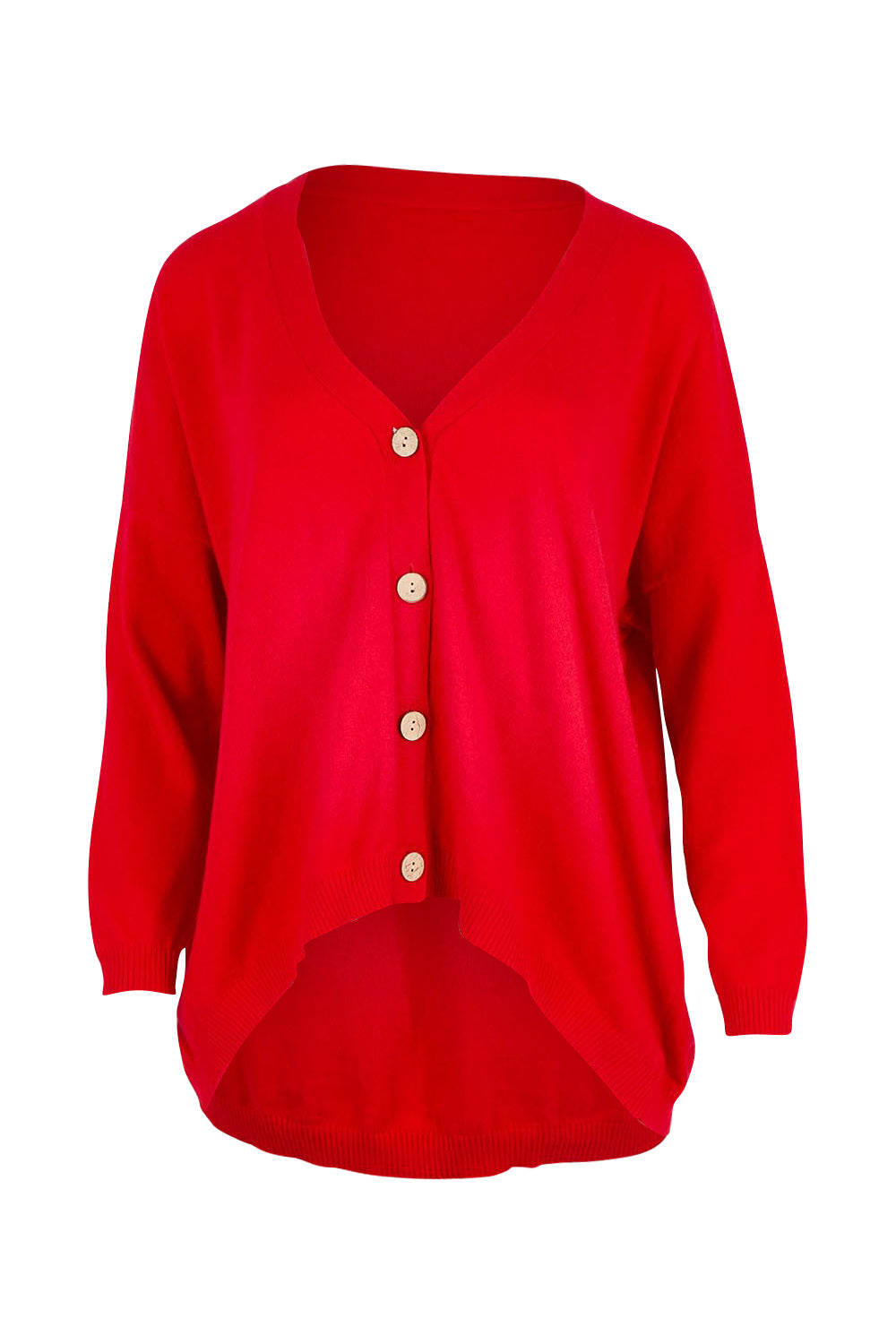 Product shot of the My Boyfriends Cotton Cashmere Cardi in colour Scarlet (Red), from the front