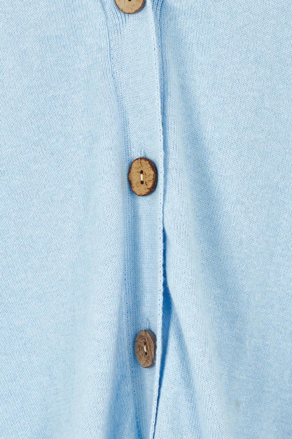 Product shot of the My Boyfriends Cotton Cashmere Cardi in colour Sky (Blue), detail
