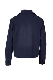 Product shot of the Coffee Date Jacket in colour Navy (Blue), from the back
